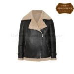 Aviator shearling black jacket women | Urban Leather Wear
