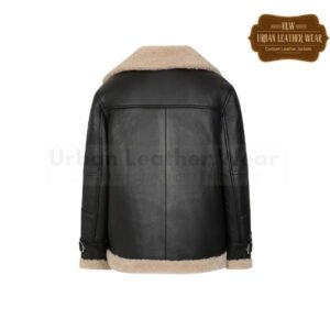 Aviator shearling black jacket women | Urban Leather Wear