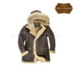 B7 Bomber Shearling Leather Coat With Hood | Urban Leather Wear