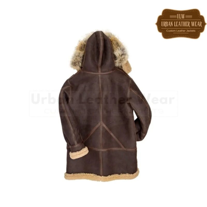 B7 Bomber Shearling Leather Coat With Hood | Urban Leather Wear