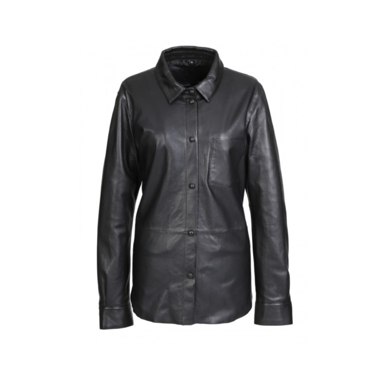Black Soft Leather Long Sleeve Shirt | Urban Leather Wear