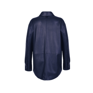 Blue Oversized Leather Shirt Jacket | Urban Leather Wear
