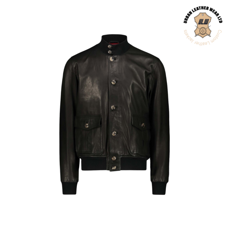 Men Black A-1 Bomber Leather Jacket | Urban Leather Wear