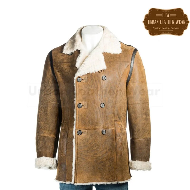 Brown Shearling Leather Men Coat | Urban Leather Wear