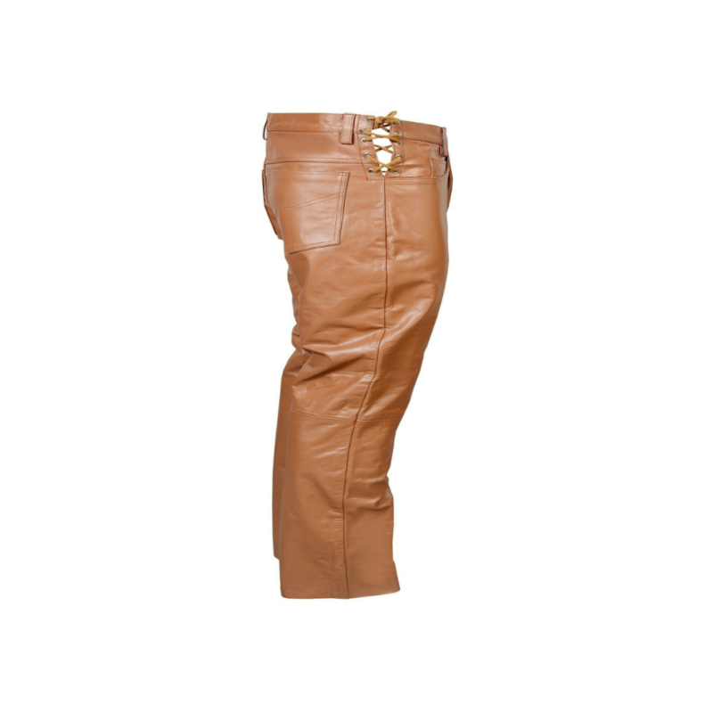 Brown Leather Biker Pant – Side Laces | Urban Leather Wear