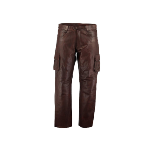 Brown Military Cargo Leather Trouser Pant