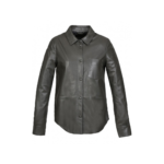 Dark Khaki Leather Shirt With Pockets For Fall | Urban Leather Wear