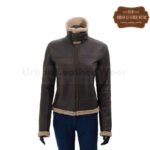 Dark Brown Leather Sherpa Jacket Women | Urban Leather Wear