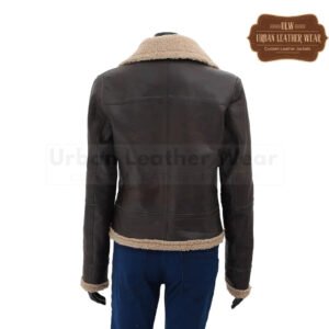 Dark Brown Leather Sherpa Jacket Women | Urban Leather Wear