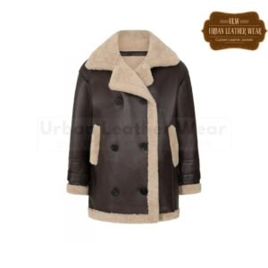 Double-Breasted Shearling Coat Real Leather