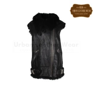 Fur Lined Vest In Leather Women Black