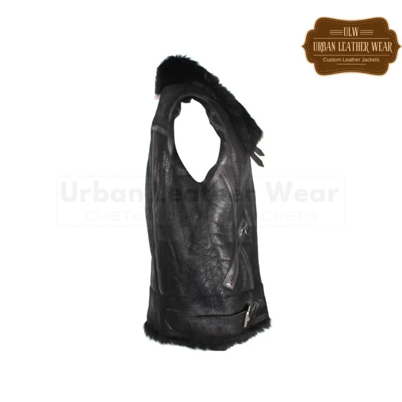 Fur Lined Vest In Leather Women Black | Urban Leather Wear