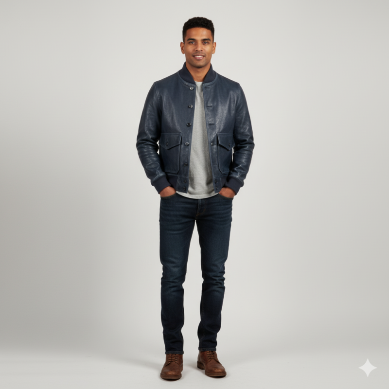 A-1 Flight Bomber Jacket Navy Blue | Urban Leather Wear
