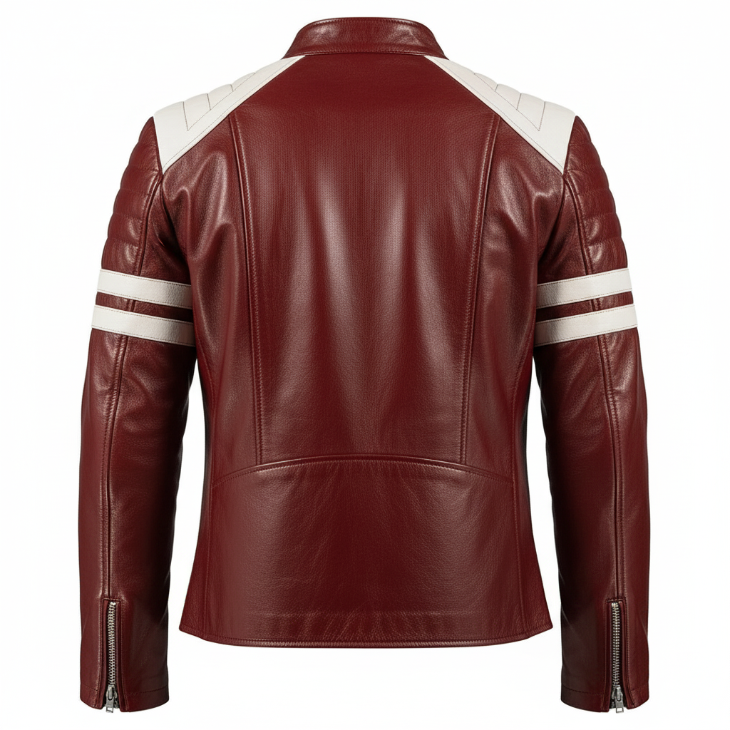Back view of Brad Pitt's Fight Club Red Leather Jacket