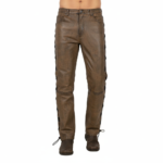 Leather Brown Laced Motorcycle Pants | Urban Leather Wear