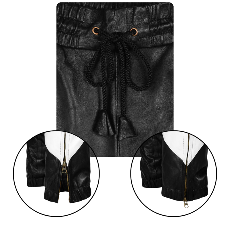 Leather black and white pant trouser | Urban Leather Wear