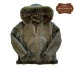 Green B3 Shearling Bomber Leather Jacket Hooded | Urban Leather Wear