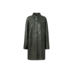 Green Long leather shirt in soft quality | Urban Leather Wear