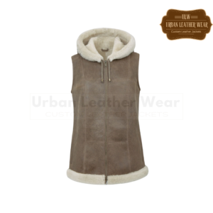 Women Hooded Shearling Body warmer