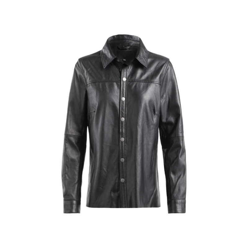 Ladies Black Leather Shirt – Over Shirt | Urban Leather Wear