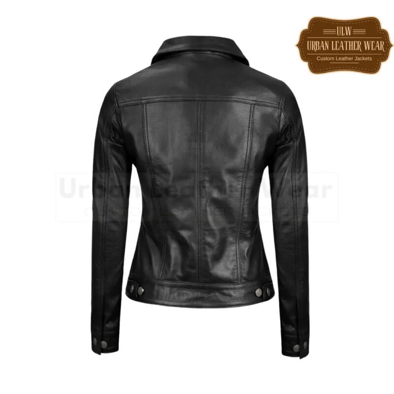 Ladies Leather Trucker Jacket Denim Jean style | Urban Leather Wear