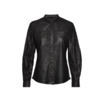 Ladies Black Soft Leather Long Sleeve Shirt | Urban Leather Wear