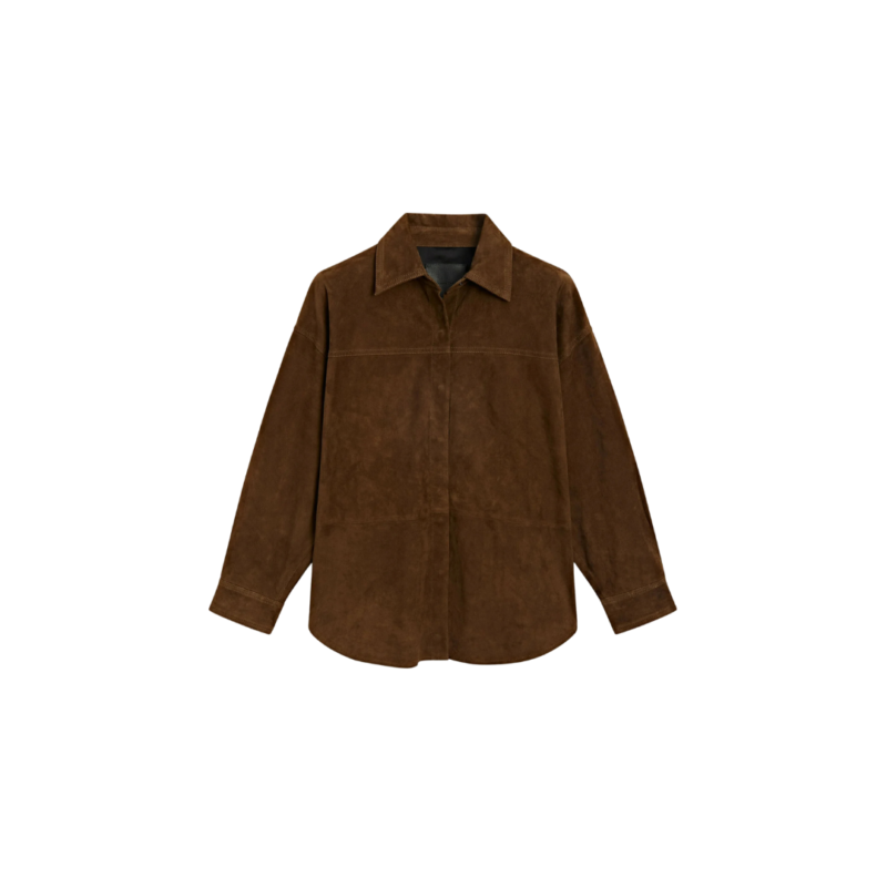 Ladies dark brown suede leather shirt | Urban Leather Wear