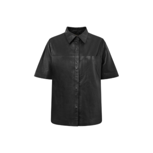 Ladies short sleeves leather shirt