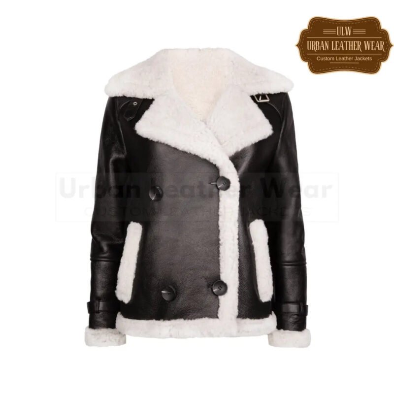 Leather front button shearling aviator jacket | Urban Leather Wear