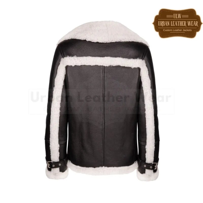 Leather front button shearling aviator jacket | Urban Leather Wear