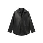 Leather Button-down blouse – black | Urban Leather Wear