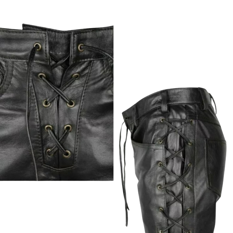 Leather Laces Motorbike Pants Trousers | Urban Leather Wear