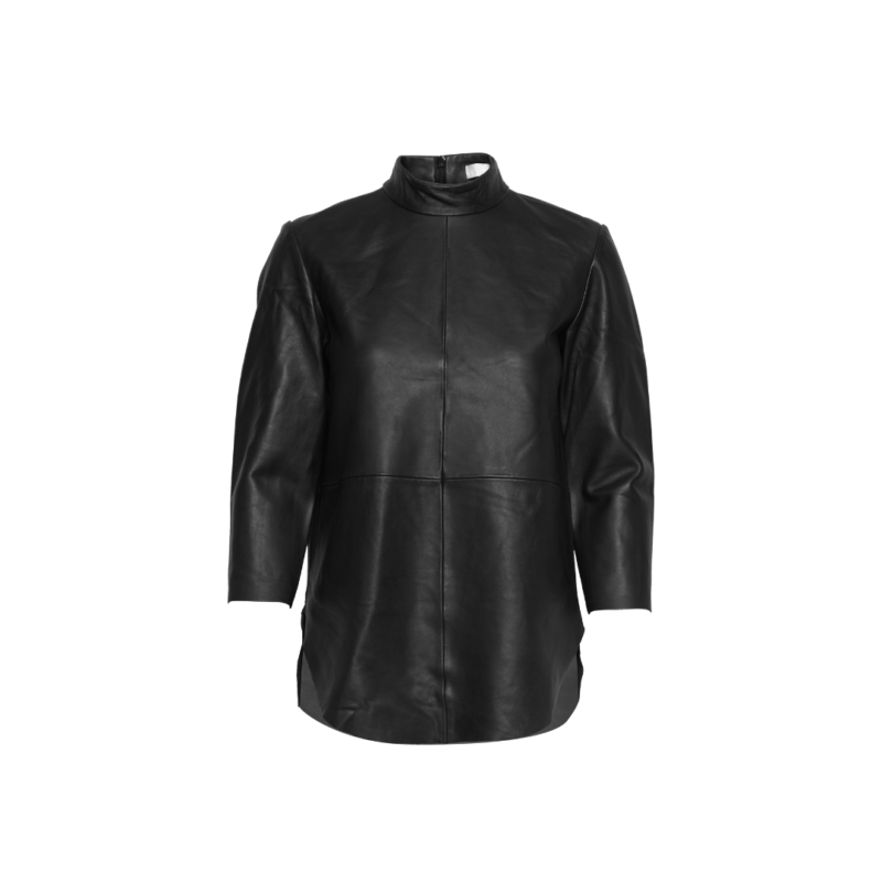 Leather Long sleeved blouse Black | Urban Leather Wear