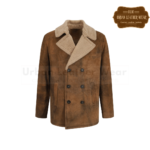 Double Breasted Jacket Shearling Leather Pea Coat | Urban Leather Wear