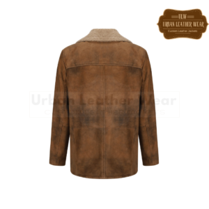 Double Breasted Jacket Shearling Leather Pea Coat | Urban Leather Wear