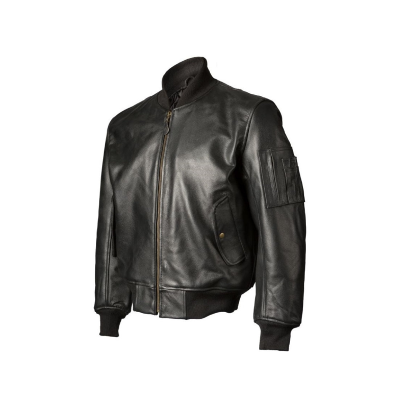 Leather MA-1 Flight Jacket Black | Urban Leather Wear