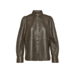 Leather Puff Shirt Long-sleeved Brown | Urban Leather Wear