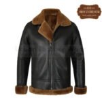 Men B3 Bomber Aviator Shearling Leather Jacket (Black) | Urban Leather Wear