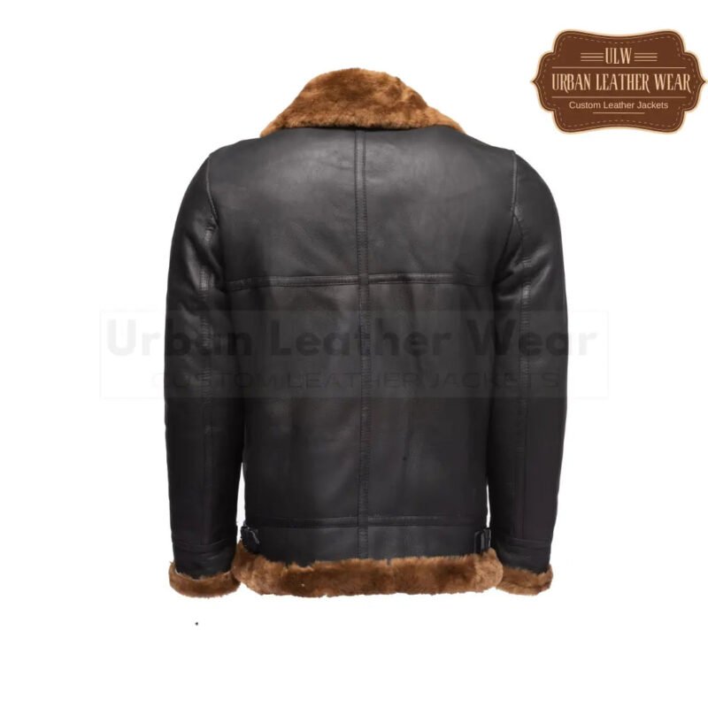 Men B3 Bomber Aviator Shearling Leather Jacket (Black) | Urban Leather Wear