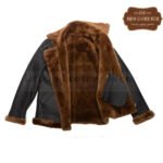 Men B3 Bomber Aviator Shearling Leather Jacket (Black) | Urban Leather Wear