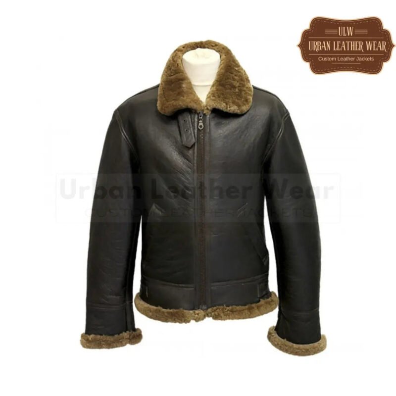 Men B3 Bomber Shearling distressed leather jacket (Ginger) | Urban Leather Wear