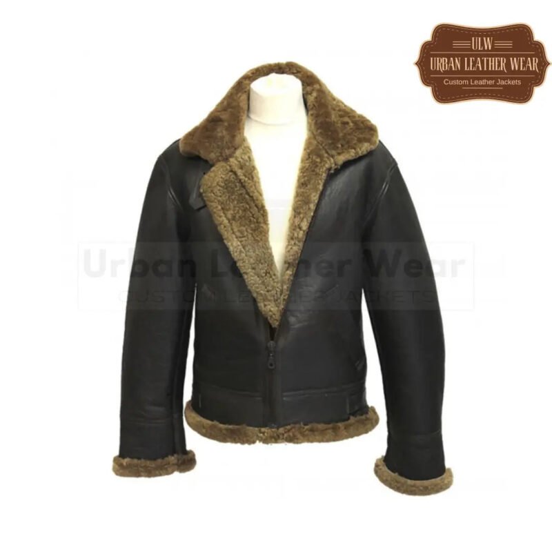Men B3 Bomber Shearling distressed leather jacket (Ginger) | Urban Leather Wear