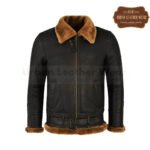 Men B3 Fur Shearling Bomber Jacket Ginger Brown | Urban Leather Wear