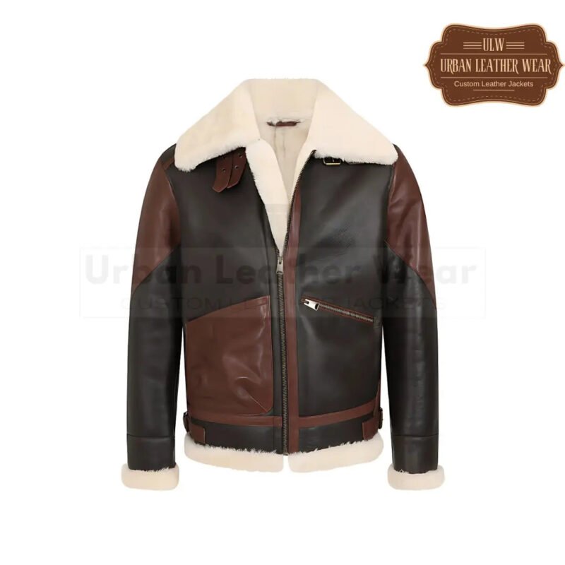 Men B3 RAF Shearling Pilot Flying Black Brown Leather Jacket | Urban Leather Wear