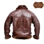 Men B3 Real Shearling Leather Bomber Jacket Brown | Urban Leather Wear