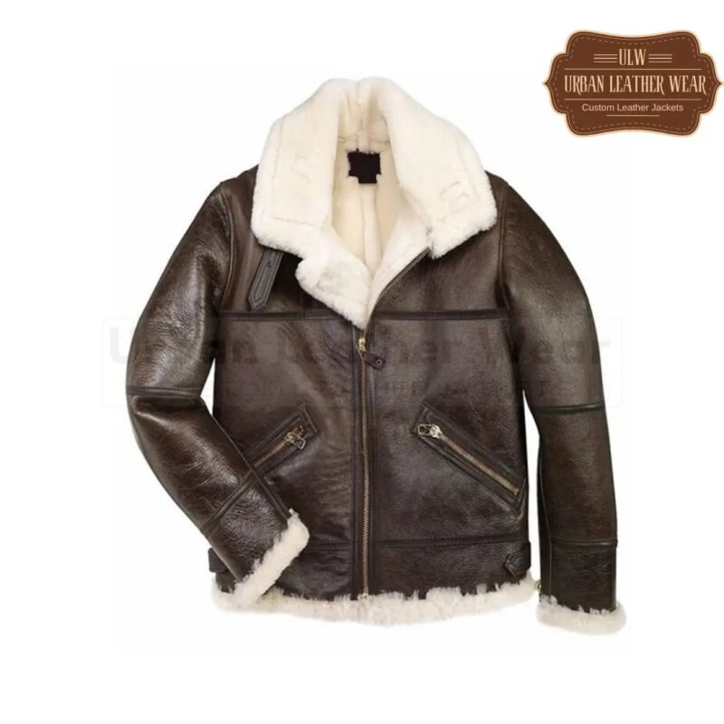 Men B3 Shearling Brown Bomber Jacket | Urban Leather Wear