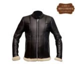 Men B3 Slimfit Shearling Black Biker Leather Jacket | Urban Leather Wear