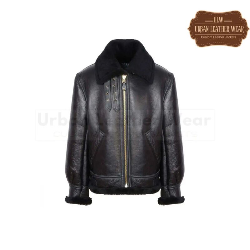 Men Black B3 shearling jacket Black | Urban Leather Wear