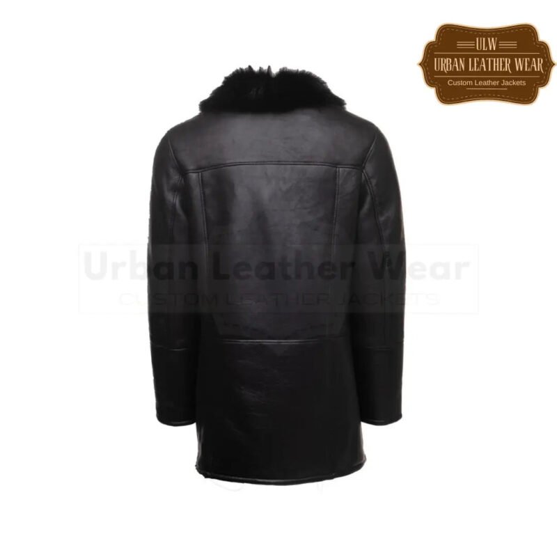 Men Black shearling trench coat | Urban Leather Wear