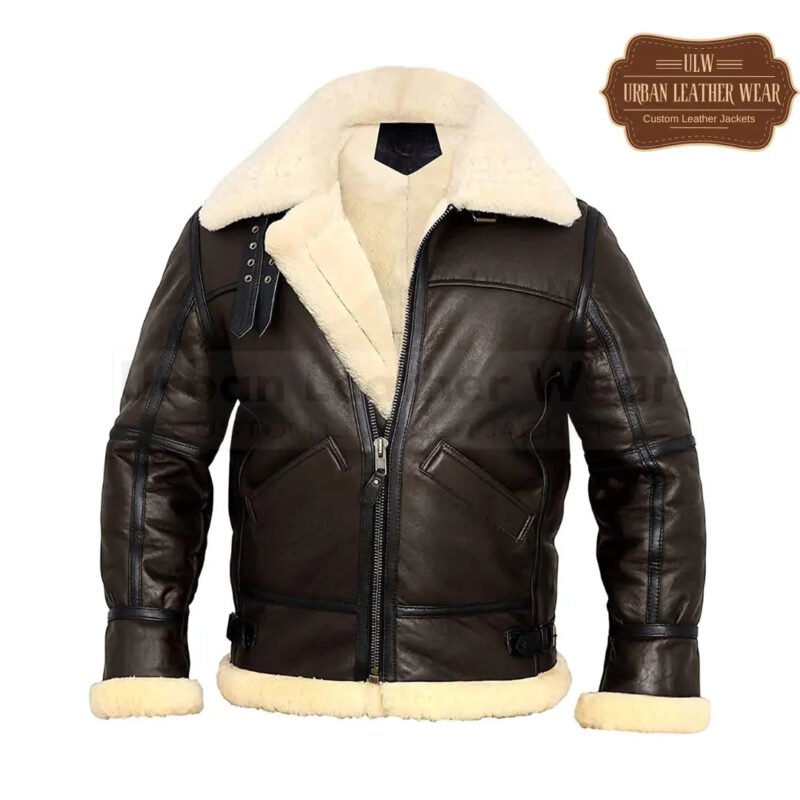 Men Bomber Jacket Aviator Real Shearling B3 Bomber Jacket | Urban Leather Wear